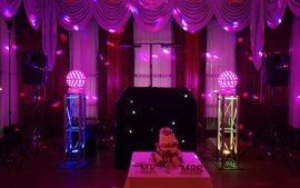 black dj setup at alfreton hall for wedding reception 